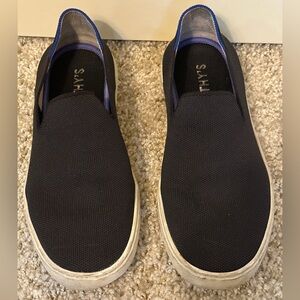 Rothys Slide On Black Blue White Sneakers Women's Sz 8.5